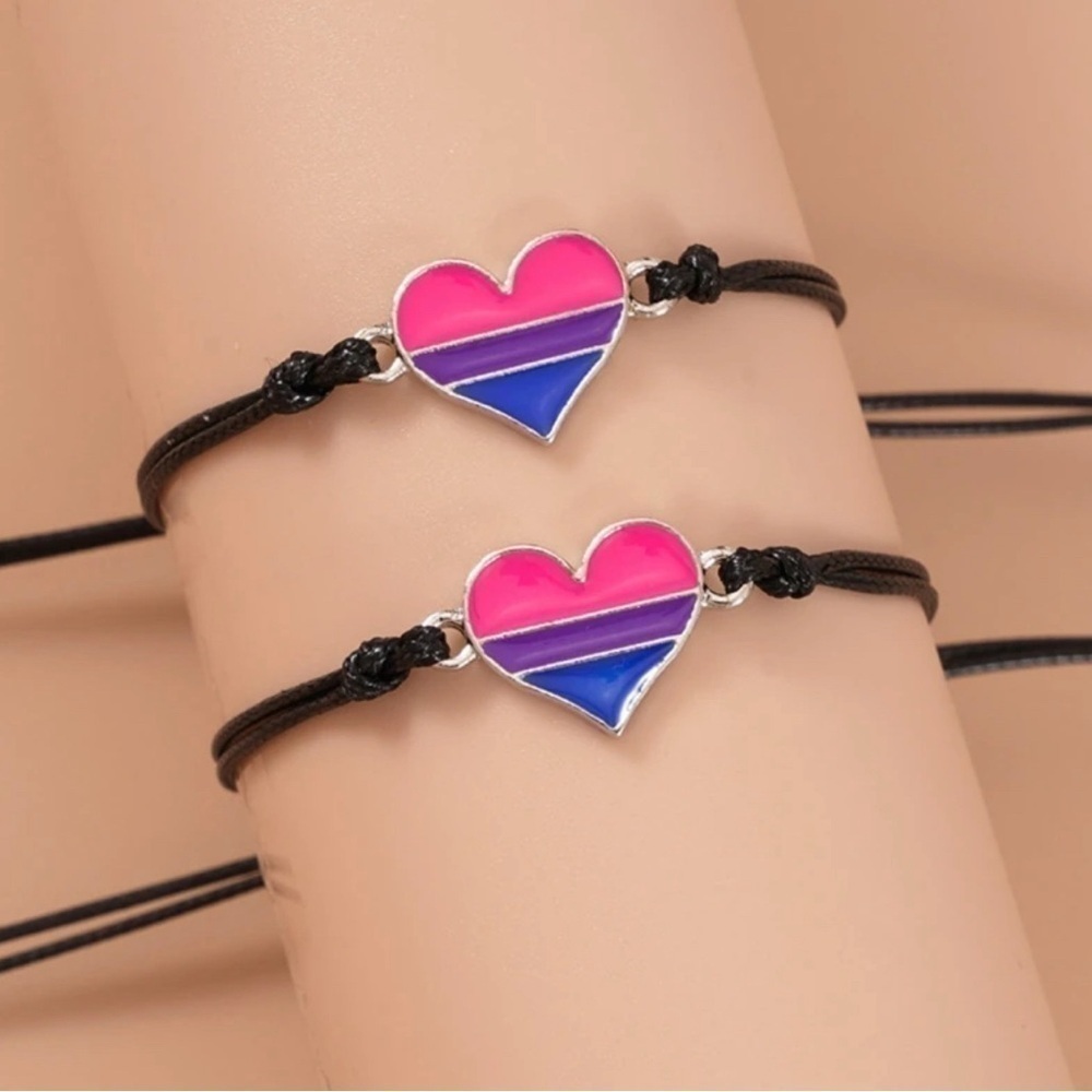 3 For $35 Bisexual Pride Flag 🏳️🌈 Heart Bracelet Sets PRIDE Month Celebration